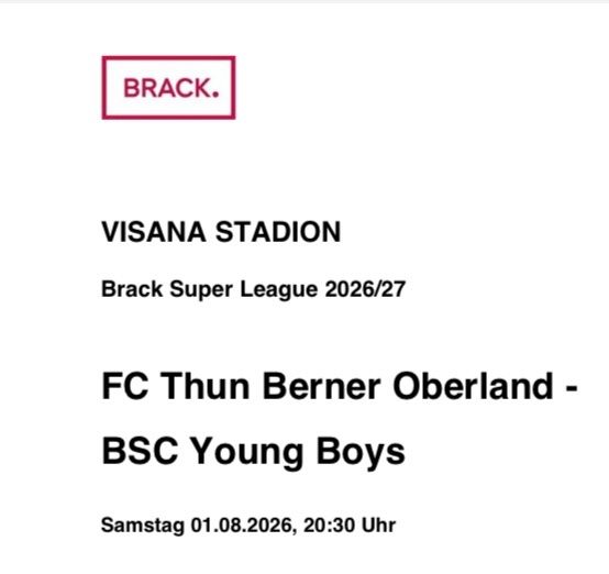 Tickets: FC Thun - YB Tickets – Gebraucht aus Bern von lae_b6k5