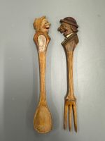 Antike Holzschnitzerei / Figuren Besteck