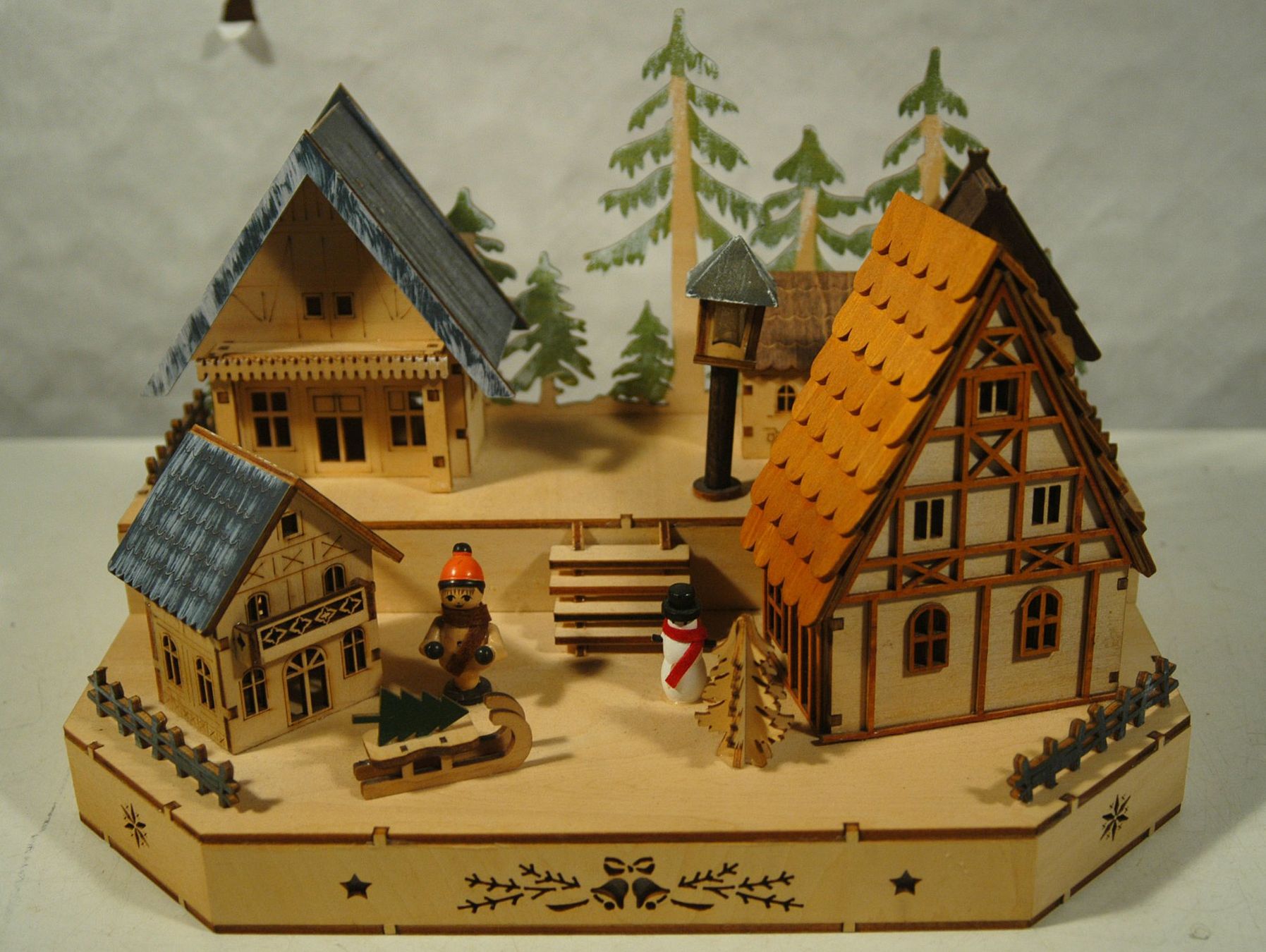 Tutte le decorazioni: Holz Miniatur Winterdorf mit Beleuchtung – Nuovo (secondo la descrizione) da Herisau venduto da Wisen 2