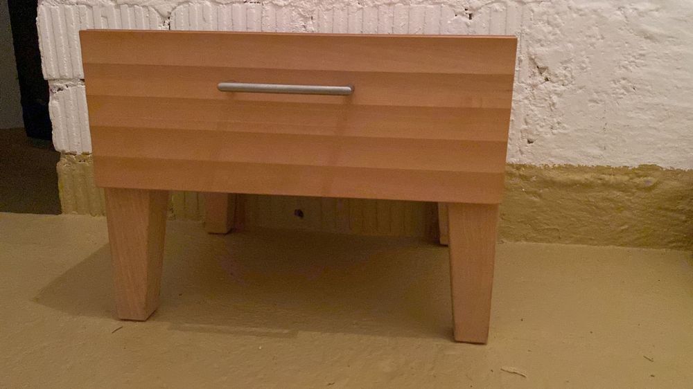 Ohfruit Beistelltisch Aus Massivholz 2-stöckig Mit Rollen - Schmaler Tisch Für Kleine Räume