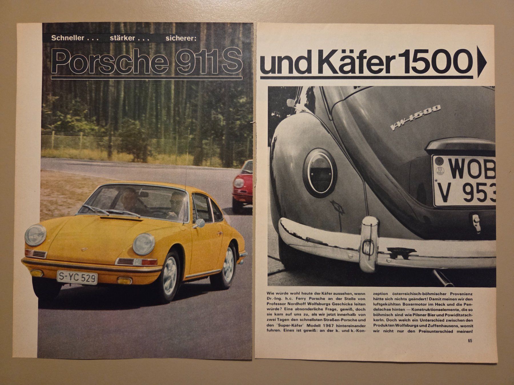 Zeitschriften & Magazine: Porsche 911S und Käfer 1500 - 1966 – Gebraucht aus Wilen b. Wollerau von 4banger
