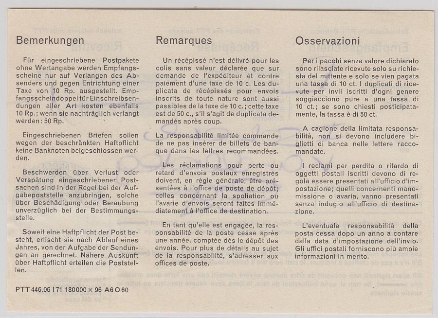Tutti i francobolli: Pfadfinder: PTT-Formular "Empfangschein" Marke+Sonder-Stp. – Usato da Luzern venduto da philexpoCH 1