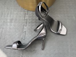 CALVIN KLEIN Sandaletten, 38 neu in  dunkelgrau metallic 9cm