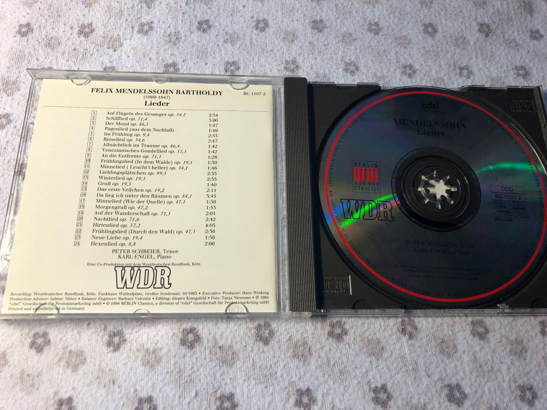 CD: Mendelssohn Lieder - Peter Schreier, Tenor, – Usato da Schübelbach venduto da Bemafaja 2