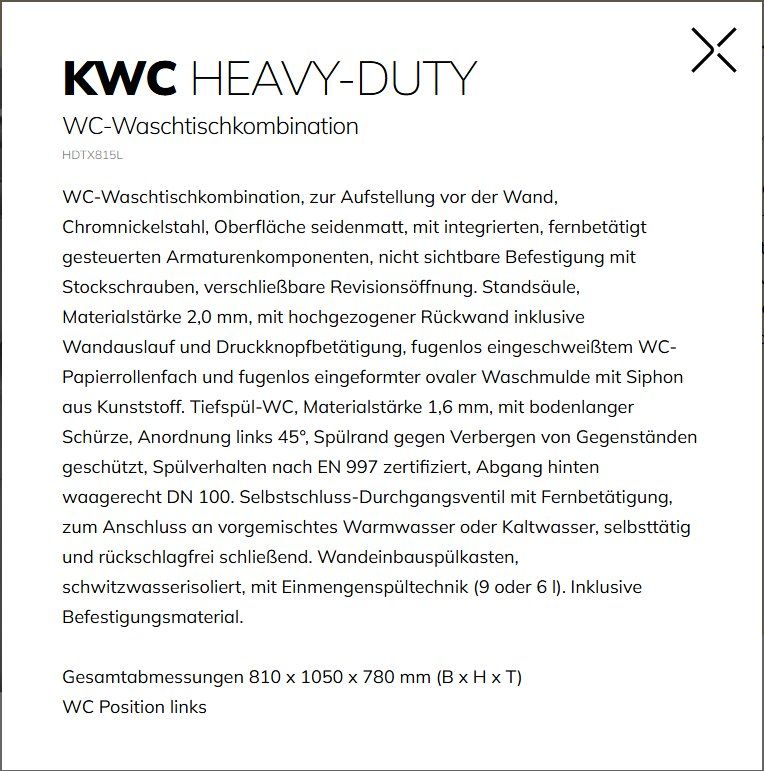 WC: WC-Waschtischkombination – Nuovo e nell'imballaggio originale da Buchs AG venduto da Richner_Outlet 3