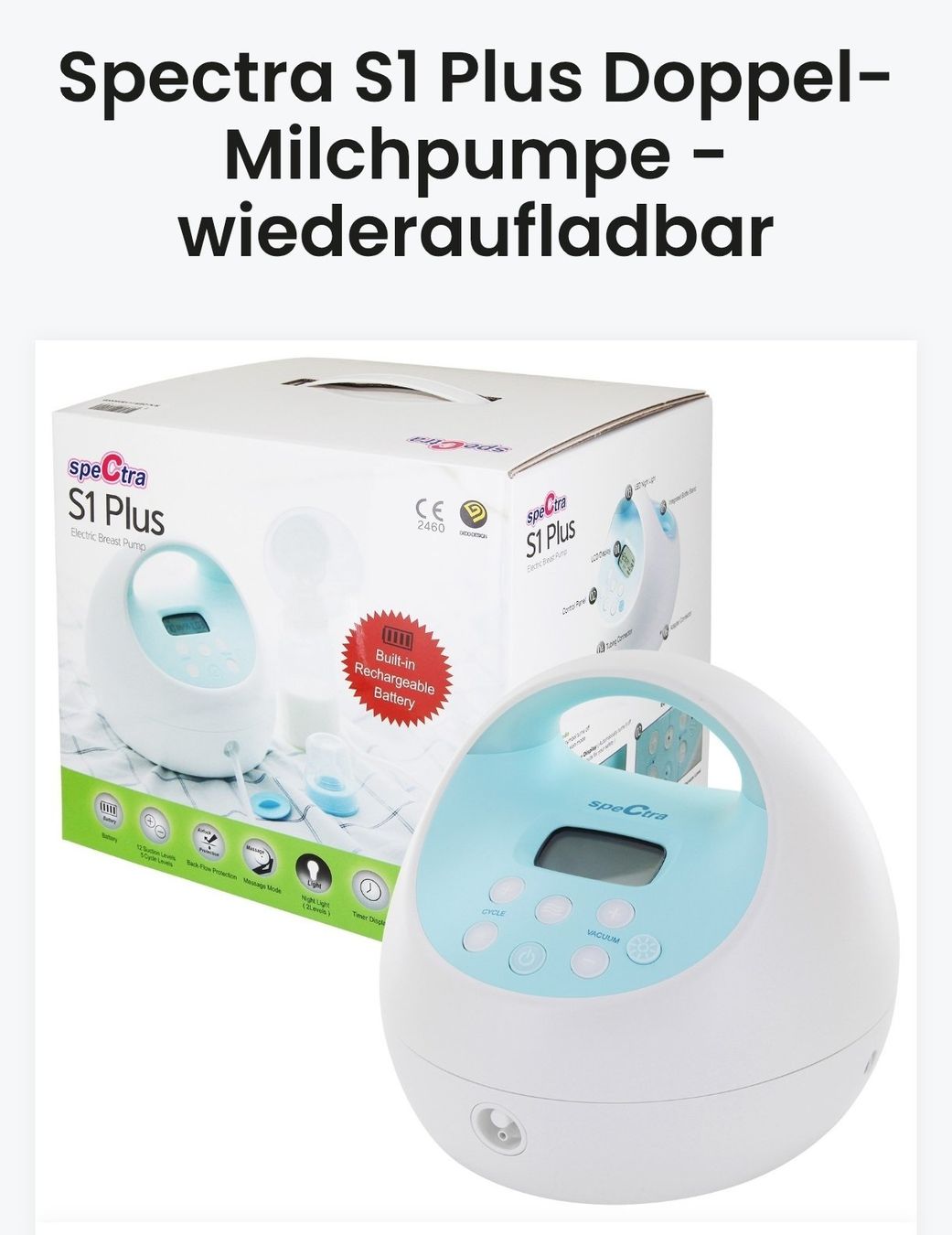 Accessori per l’allattamento: Spectra S1 Plus Doppelmilchpumpe – Usato da Jona venduto da janastadler