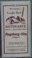 antike Radkarte Autokarte Augsburg Ulm