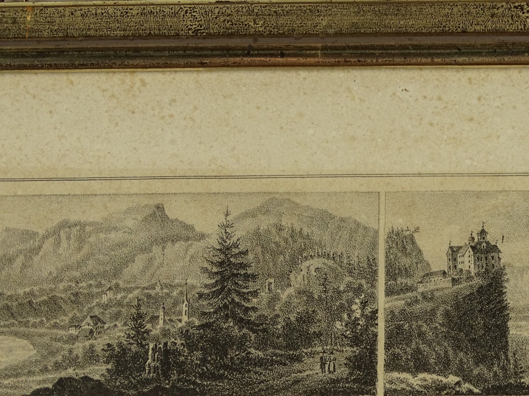 Incisioni: THUSIS, LITHOGRAPHIE UM 1840 – Usato da Grüningen venduto da Kartensammler 4