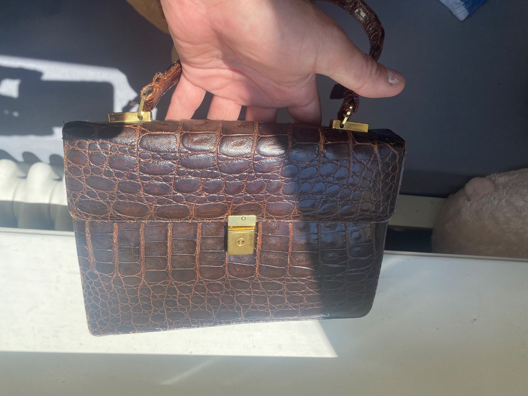Borse: Handtasche Kroko Leder braun – Usato da Zürich venduto da 888simon888 1