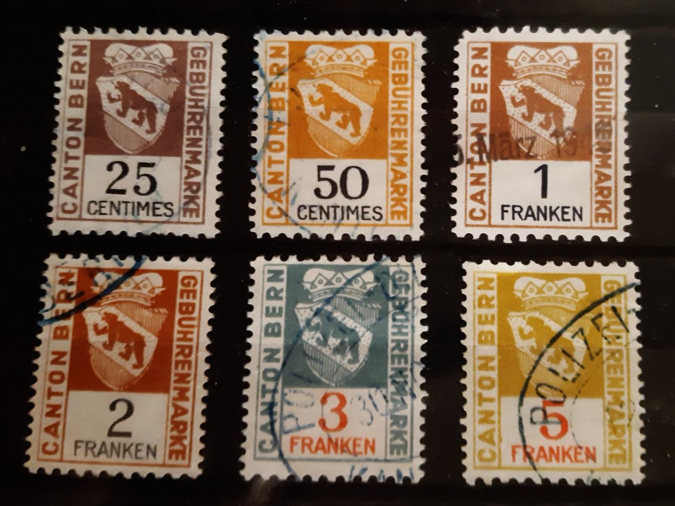 Tutti i francobolli: 6 verschiedene Fiskalmarken Kt. Bern – Usato da Deitingen venduto da septima10