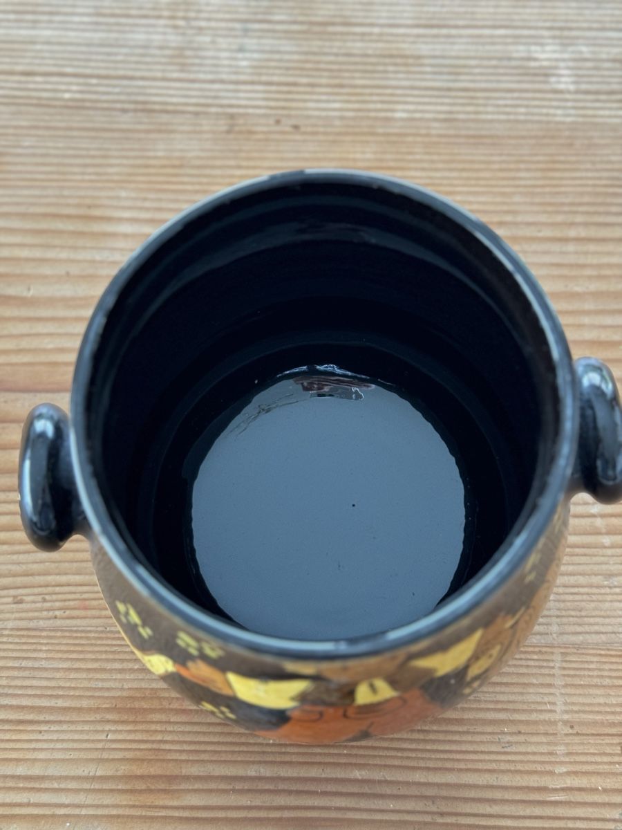 Ciotole: Schwarze Keramik Schale mit Deckel handbemalt Schweiz – Usato da Lanzenhäusern venduto da Galaa 2