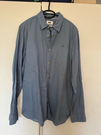 WE Herren Hemd Leinenmischung blau Grösse M