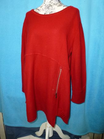 LILY WHITE BY ACCONDA PULLOVER LAGENLOOK ROT GR L COTTON