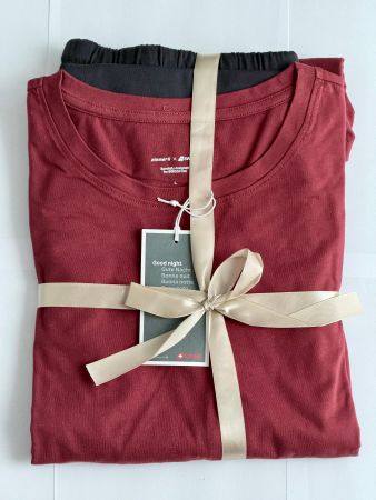 Zimmerli Swiss First Class Pyjama Kurzarm, burgundy +schwarz