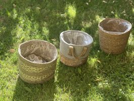 3er Set Deko Körbe geflochten, Sommer Vibes, inkl. Inlay