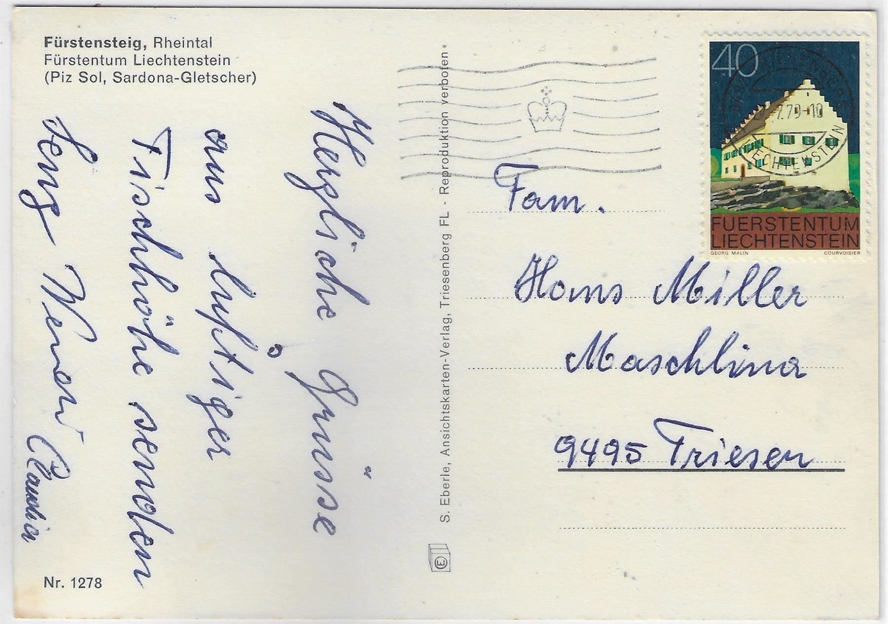 Cartoline postali: Fürstensteig, Rheintal FL – Usato da Ettingen venduto da Kartenplanet 1
