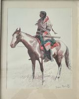 Original Frederic Remington Lithographie 1901, gerahmt.