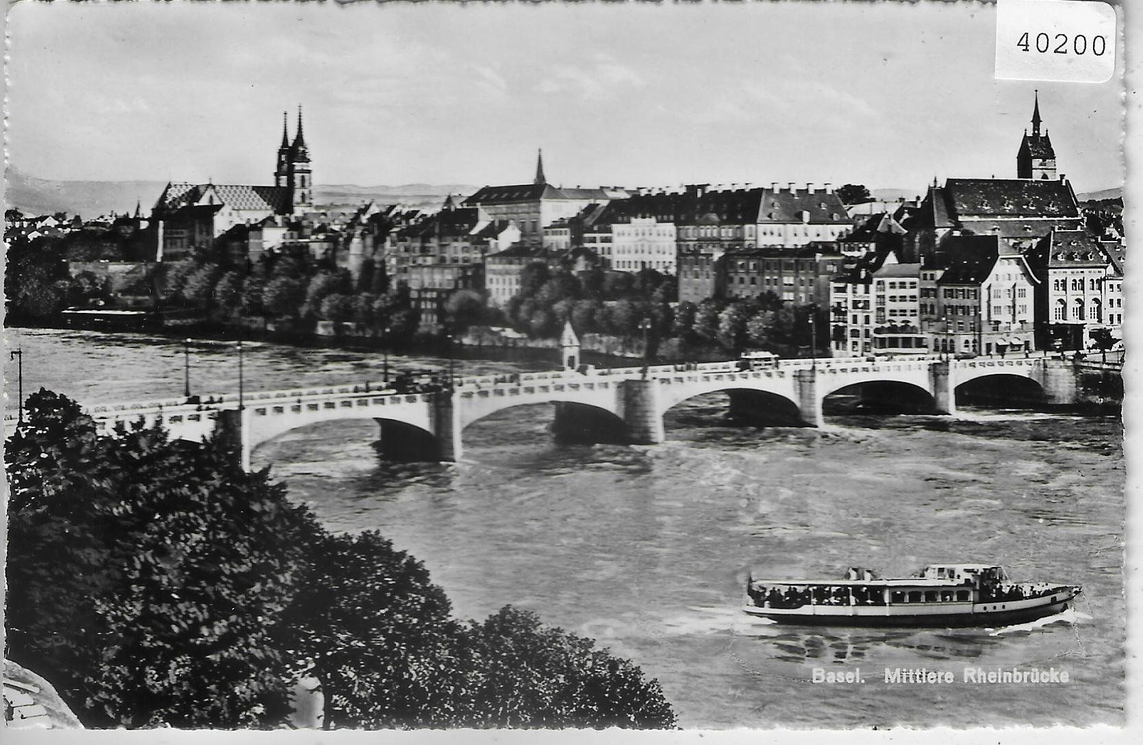 Cartoline postali: Basel - Mittlere Brücke mit Schiff – Usato da Ettingen venduto da Kartenplanet