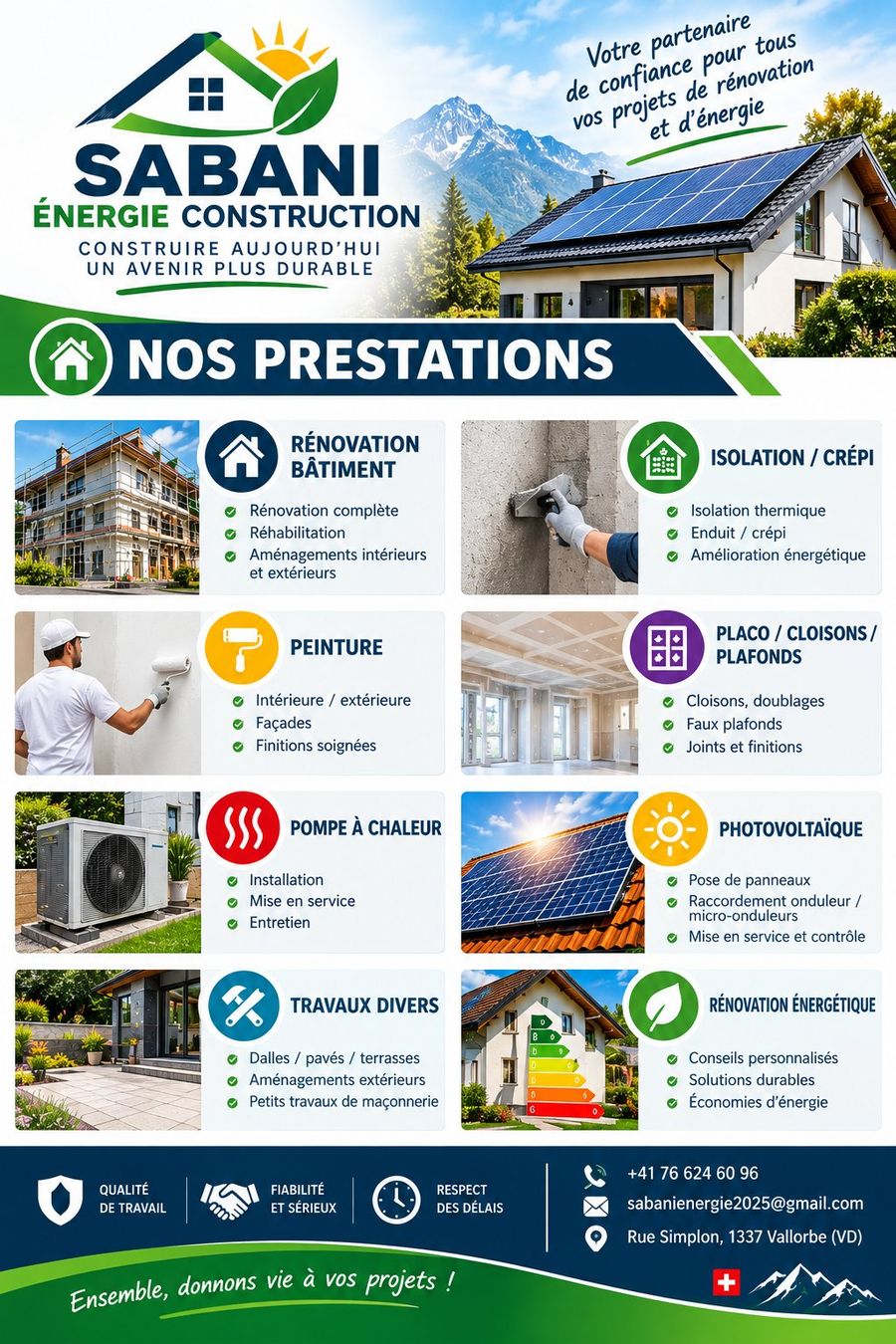 Altro per Ufficio & Commercio: Prestations de services Sabani Énergie construction – Usato da Vallorbe venduto da Sabanienergie25