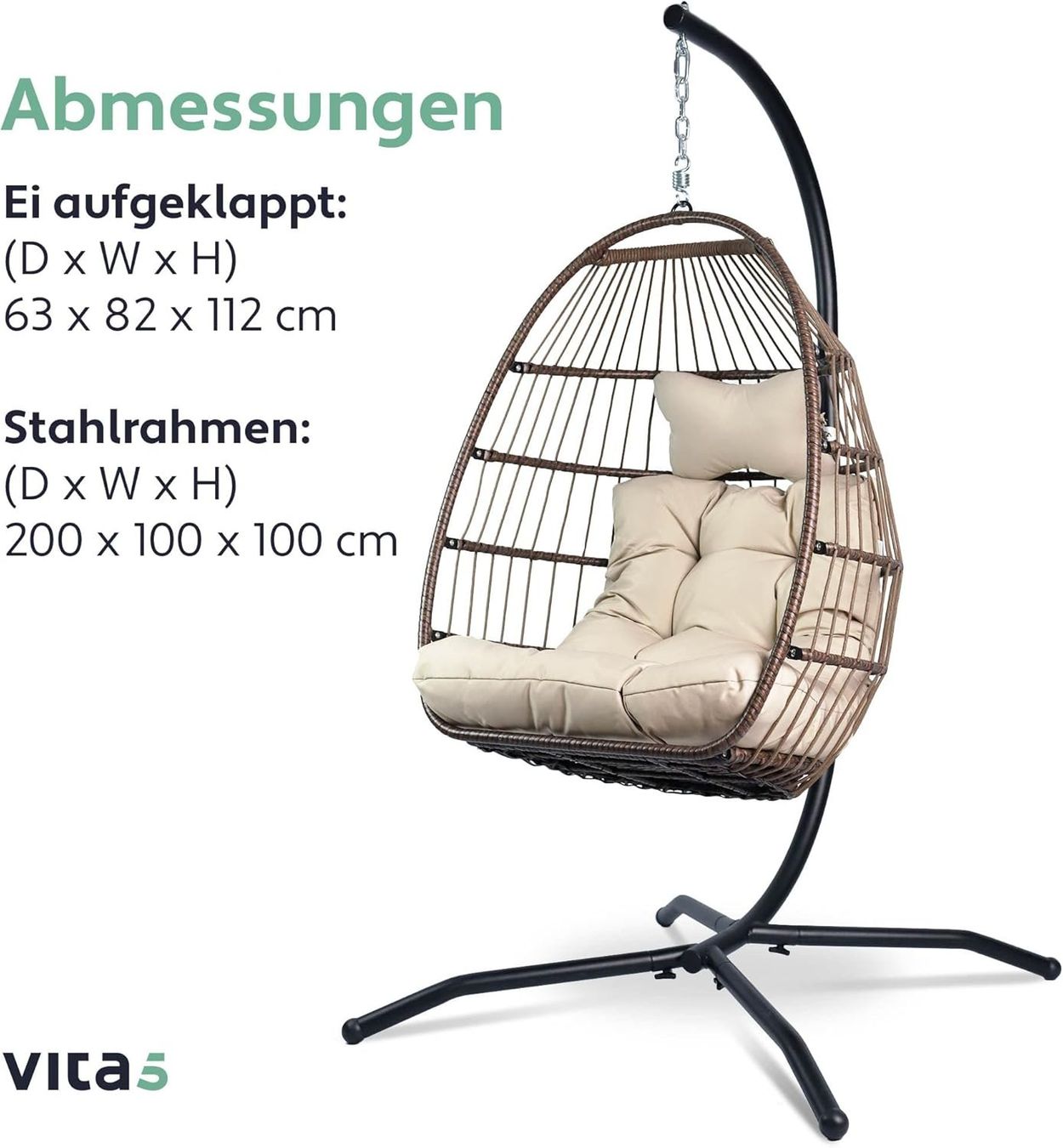Poltrone pensili da giardino: Hängesessel mit Gestell Rattan Boho 150 kg weiss – Nuovo e nell'imballaggio originale da Dietikon venduto da Abverkauf10 5