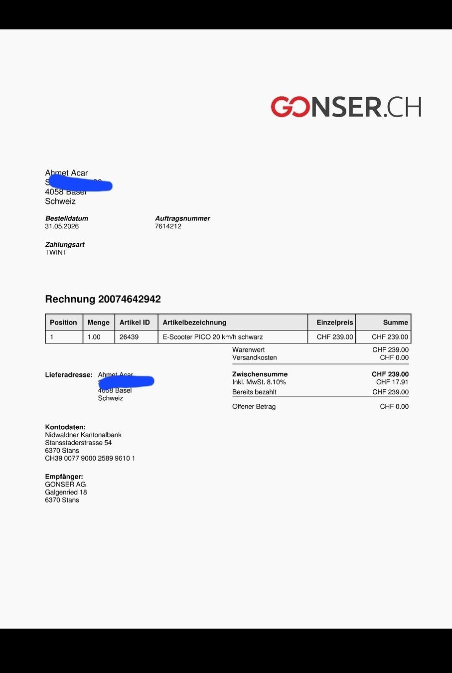 Scooters: E-Scooter/ Elektro-Scooter – Gebraucht aus Basel von aca_j2hj 3