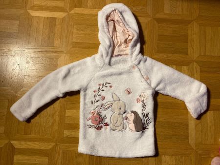 Kinder Kapuzenpullover weiss mit Hase und Igel Gr. 86