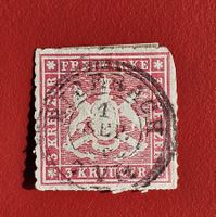 ALT DEUTSCHLAND WÜRTTEMBERG 3 KR. 1865 VOLLSTEMPEL BIBERACH