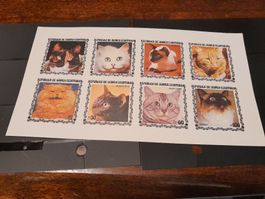 Bloc de 8 timbres de Guinée Équatoriale, chats !