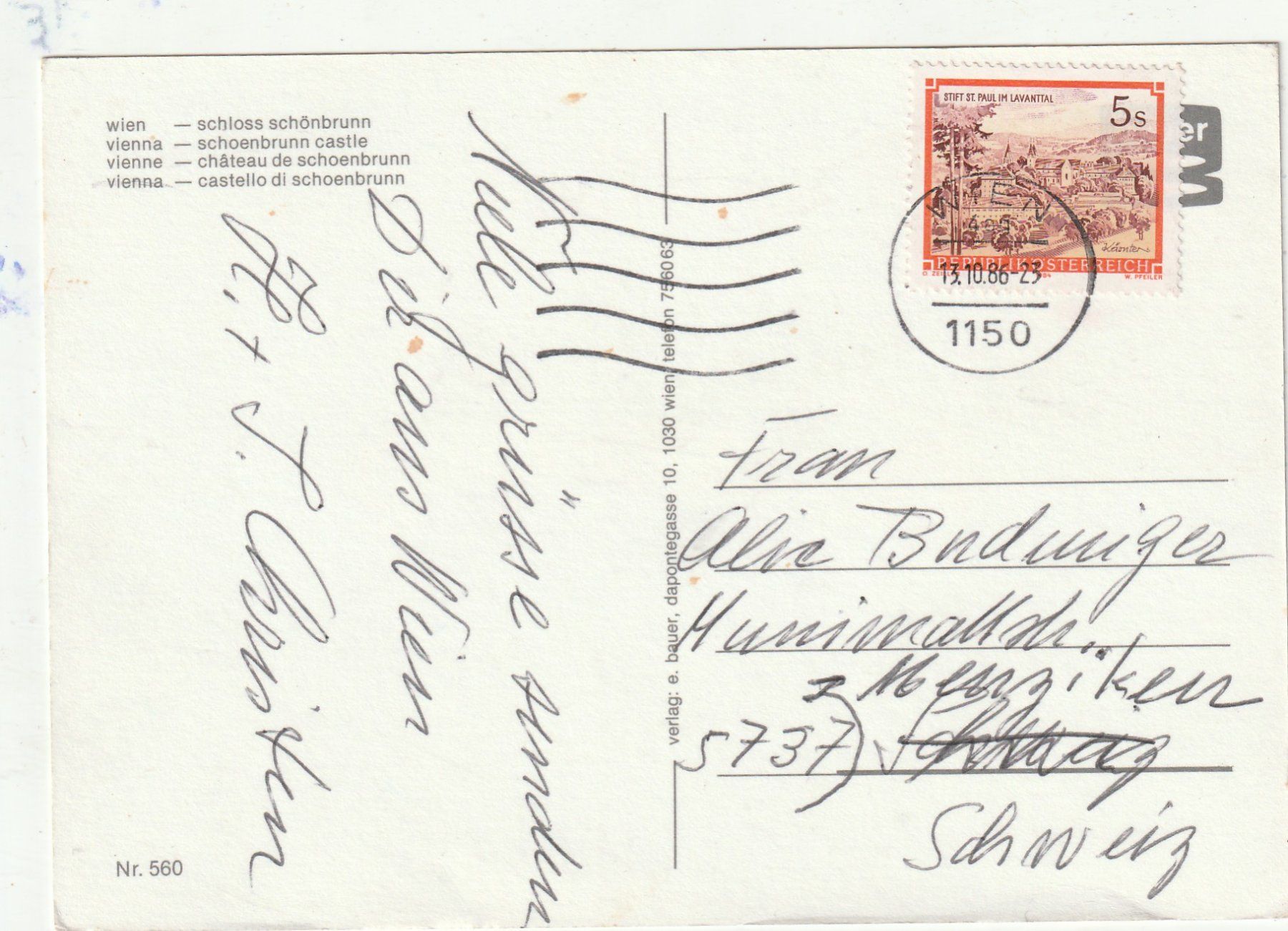 Cartoline postali: Schloss Schönbrun  MBK – Usato da Lumbrein venduto da made02 1