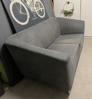 2er-Ledersofa, schiefergrau