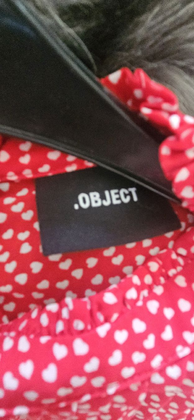 Vestiti: Kleid, OBJECT, rot mit weissen Herzen, Langarm – Usato da Weggis venduto da Julijulilalaa 3