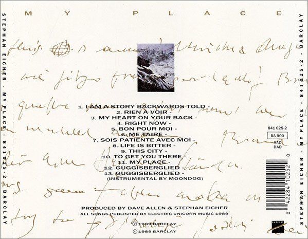 CD: CD Stephan Eicher - My place (1989) – Usato da Möriken AG venduto da mineralia 1