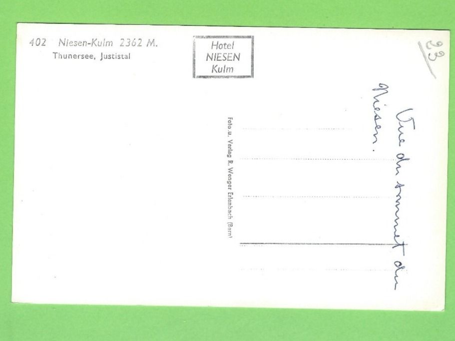 Cartoline postali: Niesen-Kulm, Thunersee, Justistal – Usato da Zürich venduto da t24_de 1