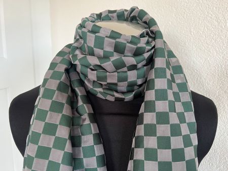 Colora Schal, 28% Seide, 2 seitig tragbar, Grün/Grau, NEU