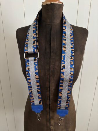 Taschen Schulter Tragegurt blau/silber/braun/sw