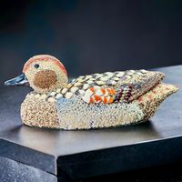 Sculpture artistique canard ornée de grains Angela Orlandi