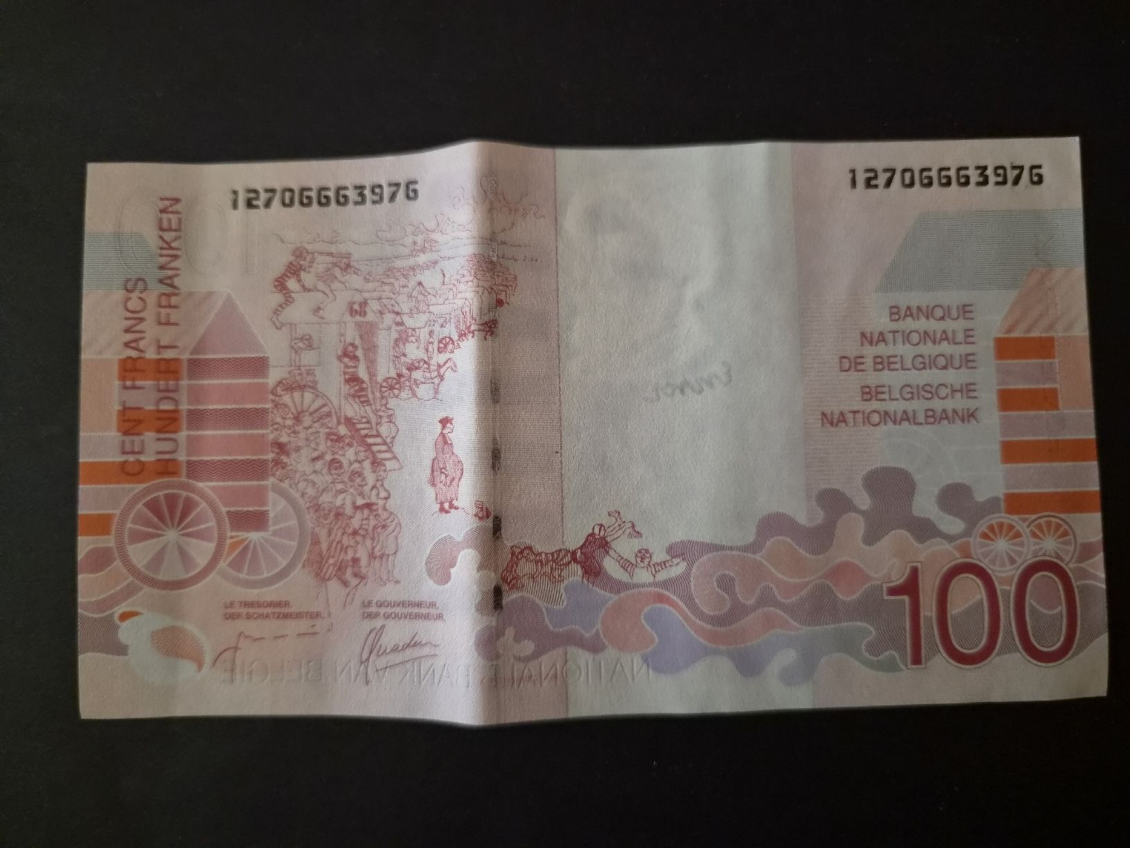 Banknoten: Belgique 1995-2001 100 francs P147 – Gebraucht aus Versoix von rucio 1