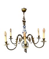 Vintage Chandelier with Delft Blue Accents - Statement!