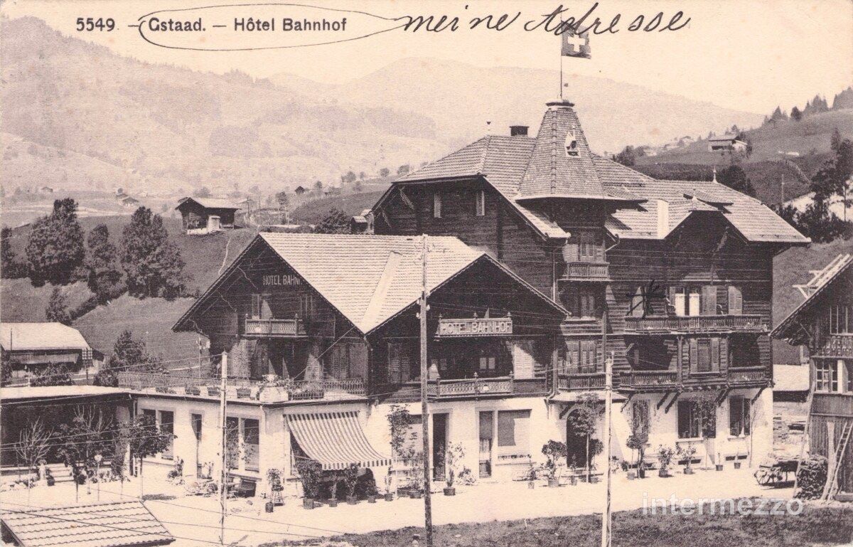 Cartoline postali: Gstaad BE // 1910 Hotel Bahnhof // Sommer – Usato da Basel venduto da intermezzo12
