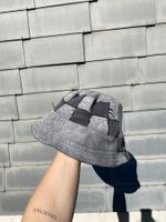 Bucket Hat Stoff Grau Schwarz Bucket Hat Fischerhut