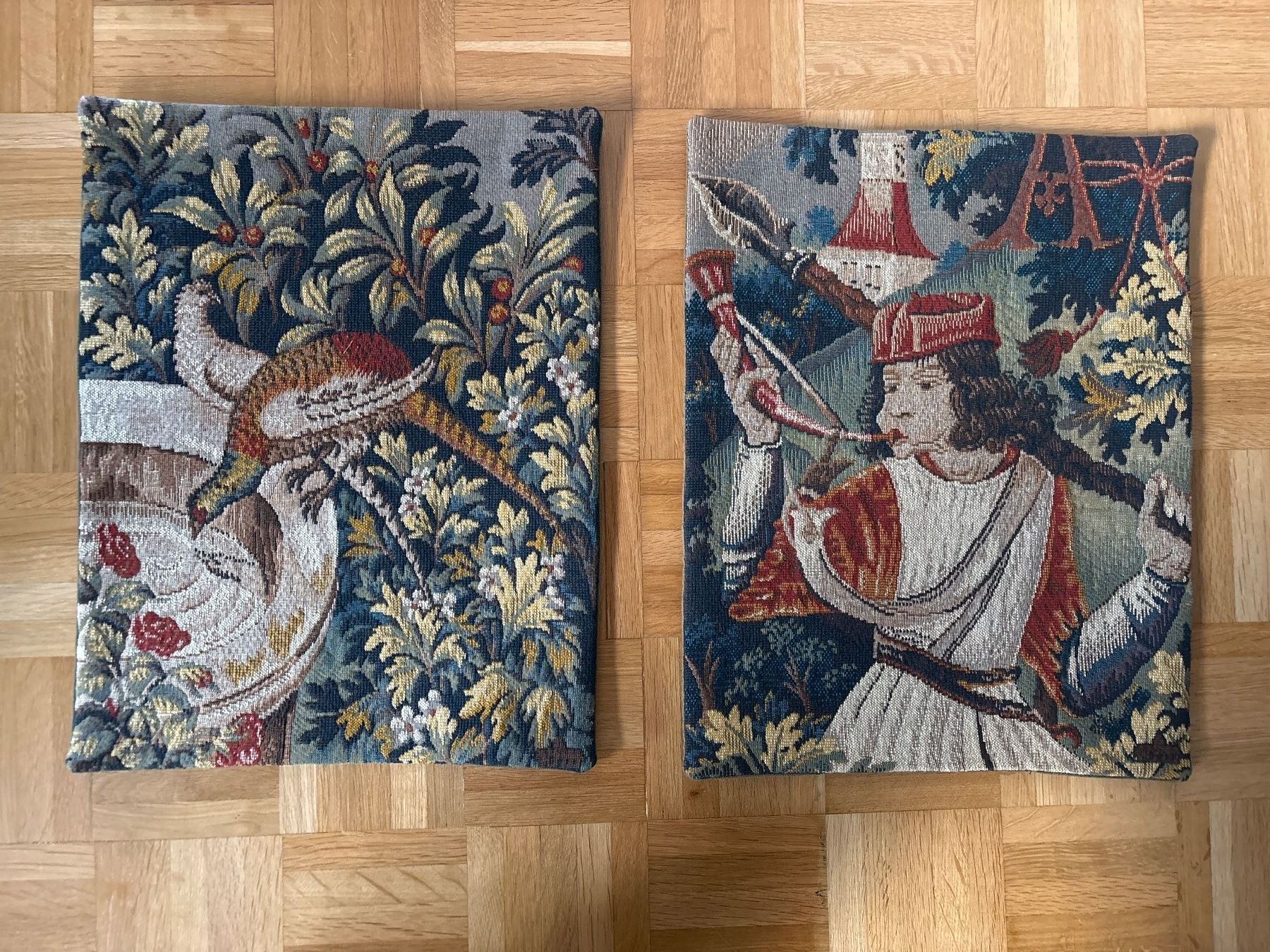 Tessuti: Zwei handgestickte Gobelins, Wolle – Usato da Küsnacht ZH venduto da Slofia