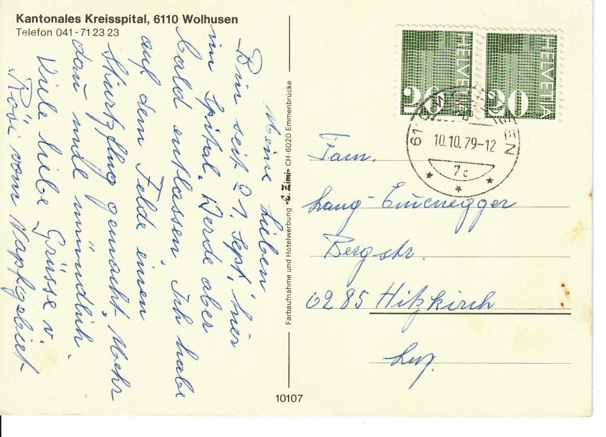 Cartes postales: Wolhusen Spitalgebiet 1979 – D'occasion à Hochdorf par Ziegel-16 1