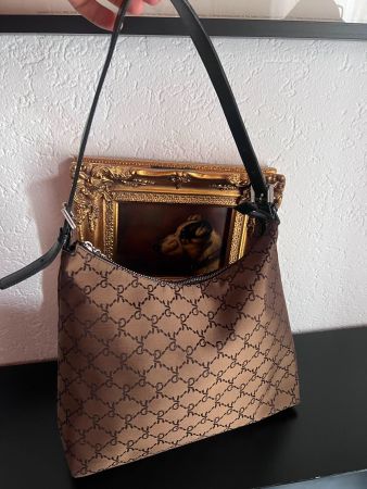 Roberta di Camerino Vintage Tasche Braun mit Logo Muster