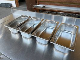 4 Stück Chromstahl Gastronormschalen GN 1/3, 10 cm tief