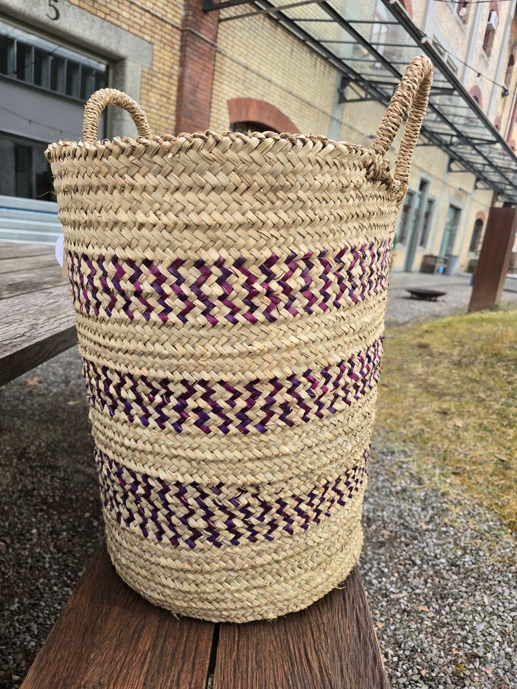 Cesti per biancheria: Korb: Wäschekorb Palmblatt mt Farbe-ANGEBOT – Nuovo (secondo la descrizione) da Romanshorn venduto da Rachacha 1