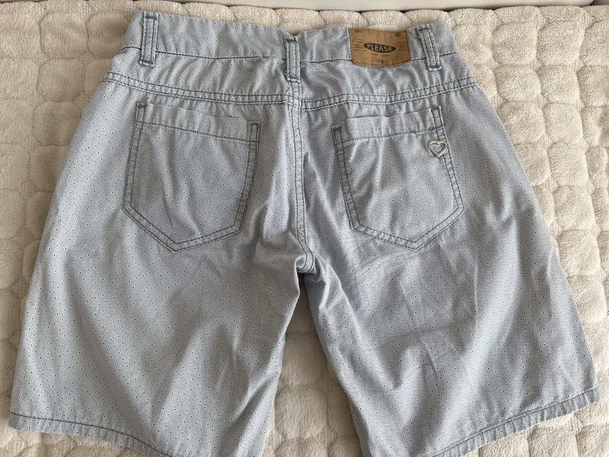 Please Jeans Pantaloni: Please Shorts, Gr.XXS hellblau mit Pünktchenmuster – Usato da langenthal venduto da rundholz7 3