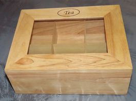 Boîte à thé en bois, 9 compartiments, neuf.