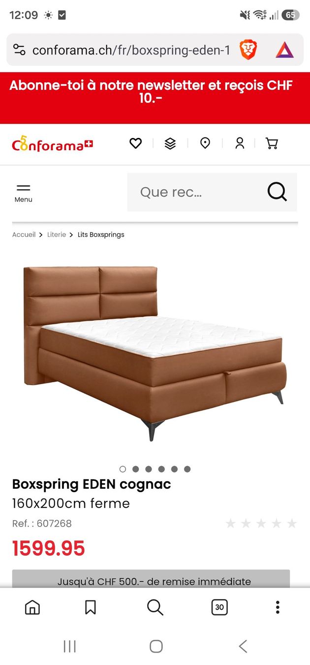 Conforama Letti: Lit Boxspring EDEN 160x200cm COGNAC Conforama – Usato da Prilly venduto da dan_8q52 5