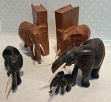 Diverse Elefanten, Buchstützen Holz 2 Stk