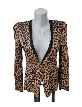 Cooler Blazer im Satinlook mit Animal Print Leo Gr. S